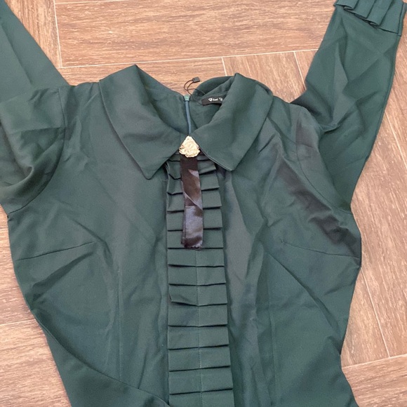 Green midi collared career dress - Picture 7 of 10